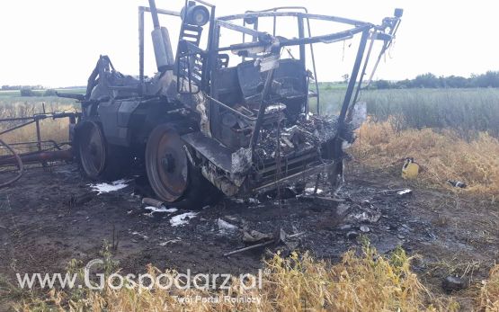 Pożar opryskiwacza w Wielkopolsce