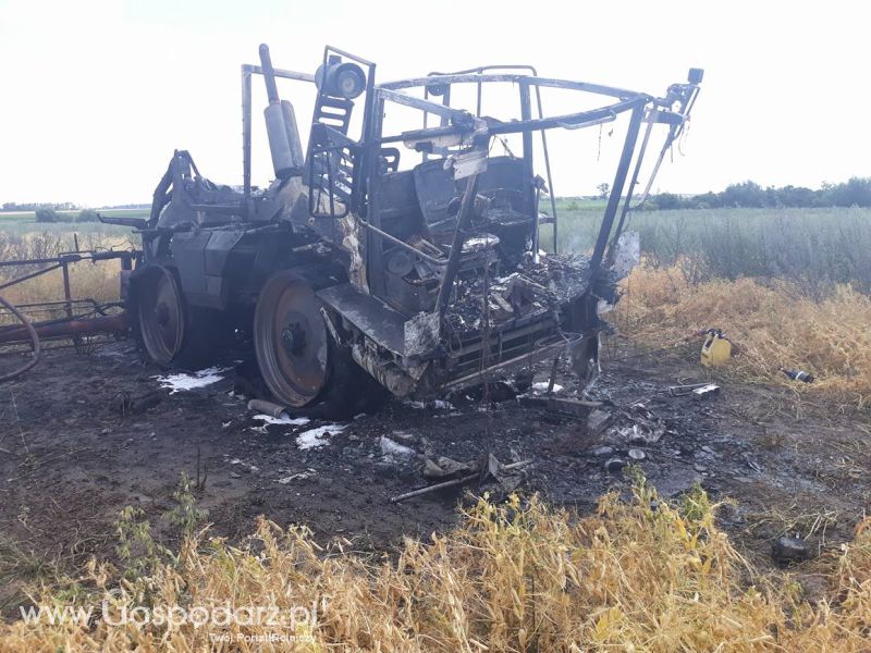 Pożar opryskiwacza w Wielkopolsce