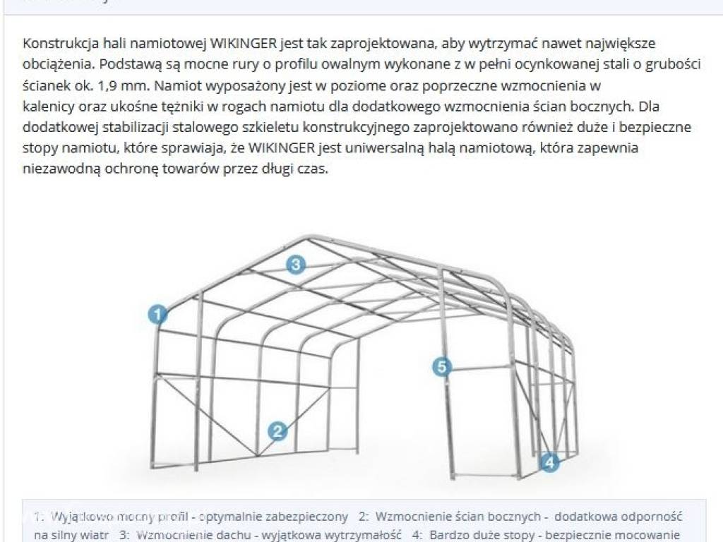 6x12m Hala namiotowa -2,7 m wysokość ś. bocznych z 4,1x2,9m, PVC 4
