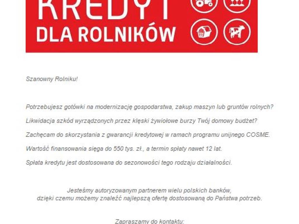 Wsparcie finansowe dla gospodarstw rolnych.