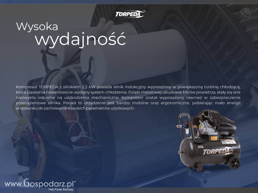 SPRĘŻARKA KOMPRESOR DWUTŁOKOWY OLEJOWY 2,2KW 50L 10BAR TORPEDA 3