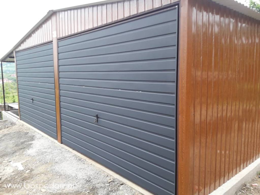 Garaż Blaszany 6x5 Drewnopodobny Złoty Dąb/Garaże Blaszane - GRZYWSTAL