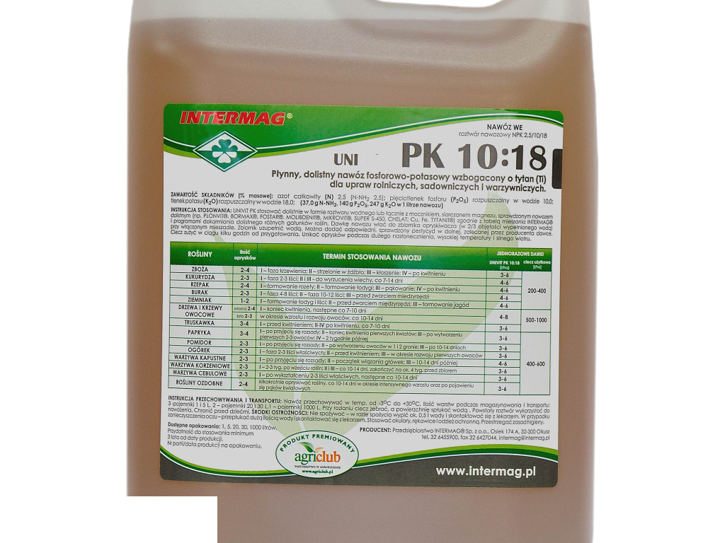UNI PK 10:18 Nawóz płynny makroelementowy
