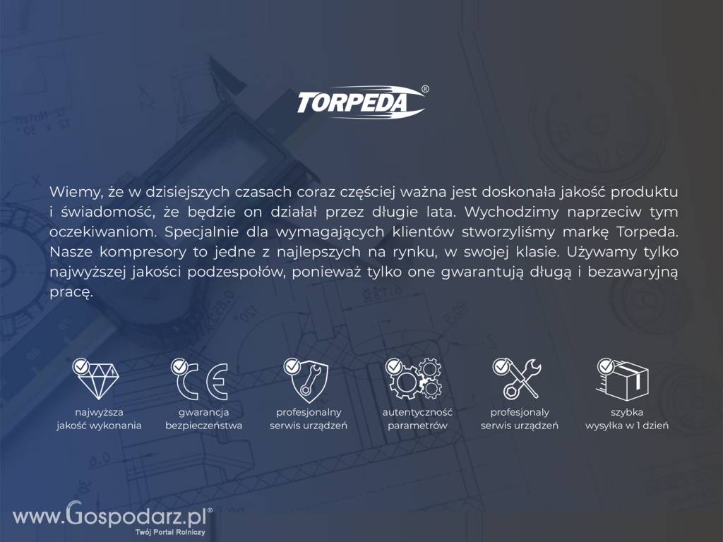 SPRĘŻARKA KOMPRESOR DWUTŁOKOWY OLEJOWY 2,2KW 50L 10BAR TORPEDA 7