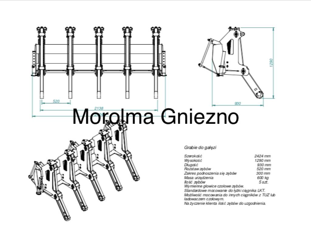 Brona leśna zgrabiarka do gałęzi drzew FK MACHINERY grabie leśne spych 7