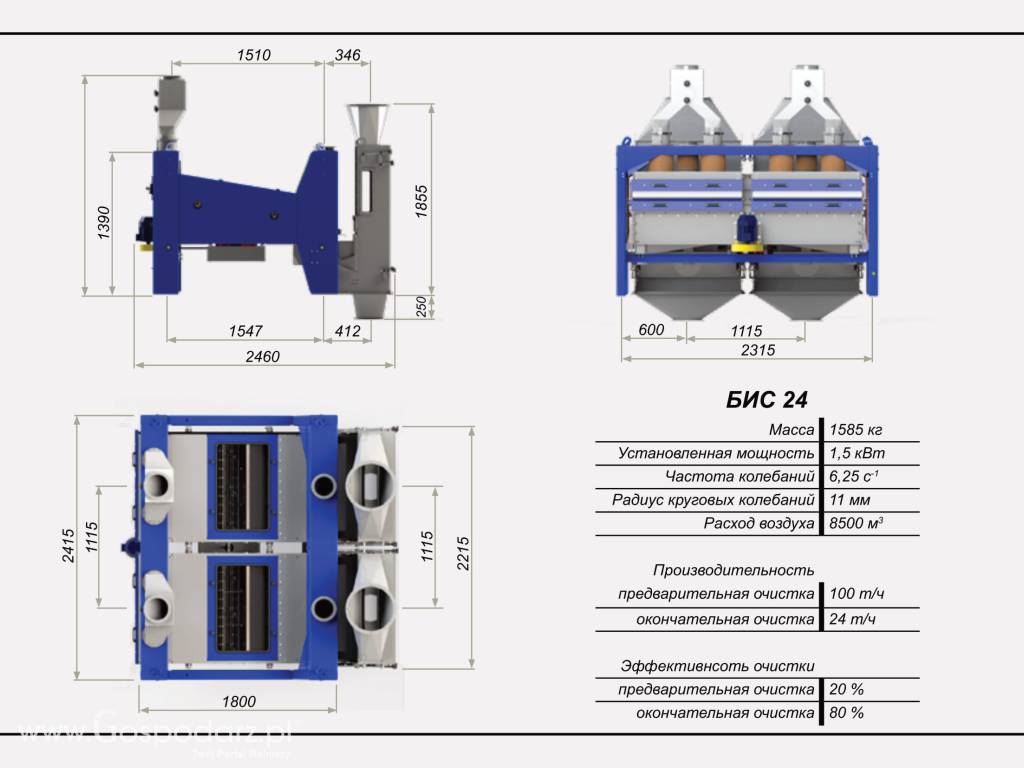 Separator sitowy BISS 100 t/h, wialnia Czyszczalnia zboża , jak Petkus 3