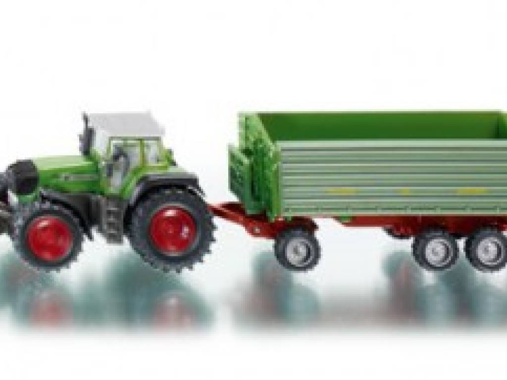Ciągnik Fendt Favorit 930 z trzyosiową przyczepą wywrotką Bratner 1:87