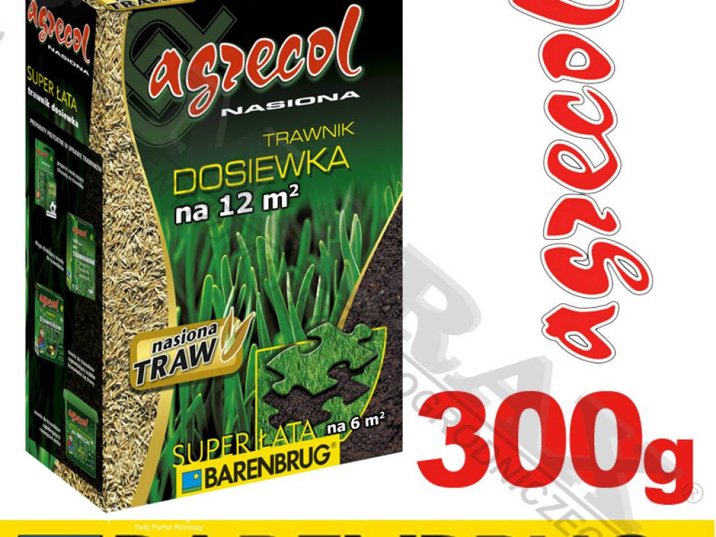 Trawa, nasiona trawy BARENBRUG / AGRECOL SUPER ŁATA masa: 300g, na 12m2,  trawnik dosiewka