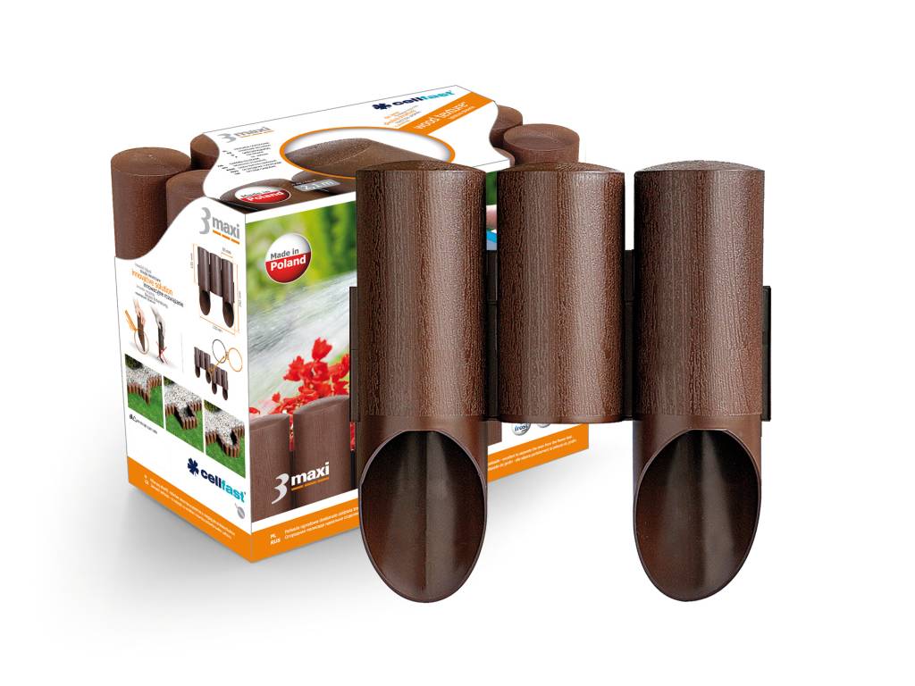 Palisada ogrodowa Cellfast 3 MAXI - BRĄZ  wysokość: 13,5 cm, długość 2,1 mb, 10 elementów