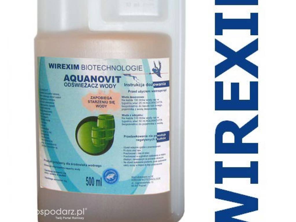 Preparat do odświeżania wody Aquanovit WIREXIM BIOTECHNOLOGIE  pojemność: 0.5 l., zapobiega starzeniu się wody