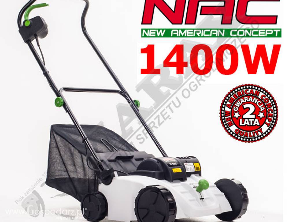 Aerator / wertykulator elektryczny NAC YT5151 moc 1.4kW, szerokość robocza: 30,0cm, MODEL 2014