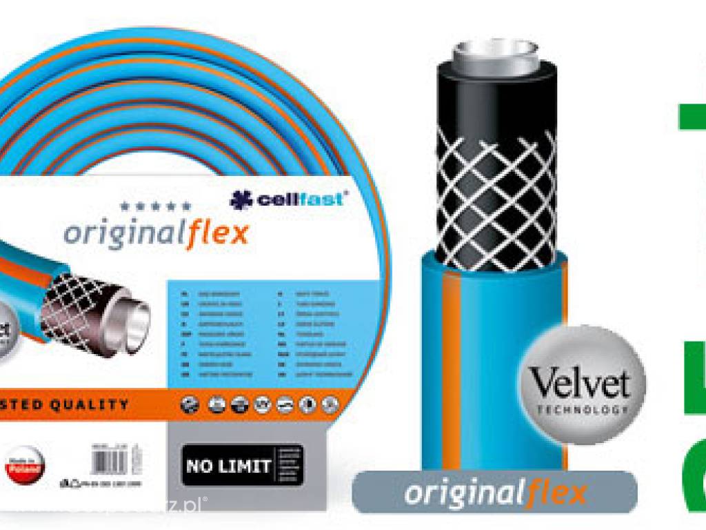 Wąż ogrodowy CELLFAST ORGINAL FLEX 3/4cala długość: 25m, nie łamiacy się, 4 warstwy, pokrycie w technologii velvet