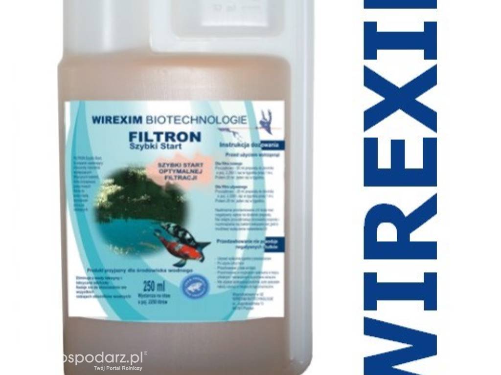 Płyn do filtrów wodnych WIREXIM BIOTECHNOLOGIE FILTRON Szybki Start-0.25 pojemność: 0.25 l., skuteczniejsze filtrowanie twojego oczka wodnego
