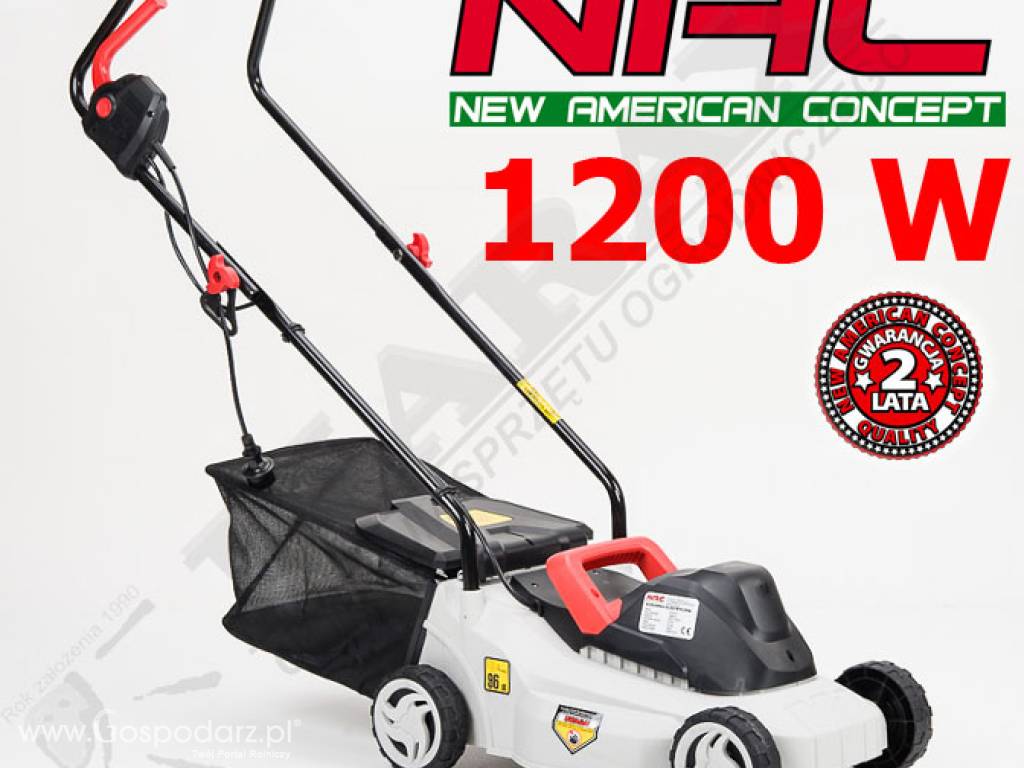 Kosiarka elektryczna NAC SF7A113moc 1200W, szer. cięcia: 32,0cm, z koszem