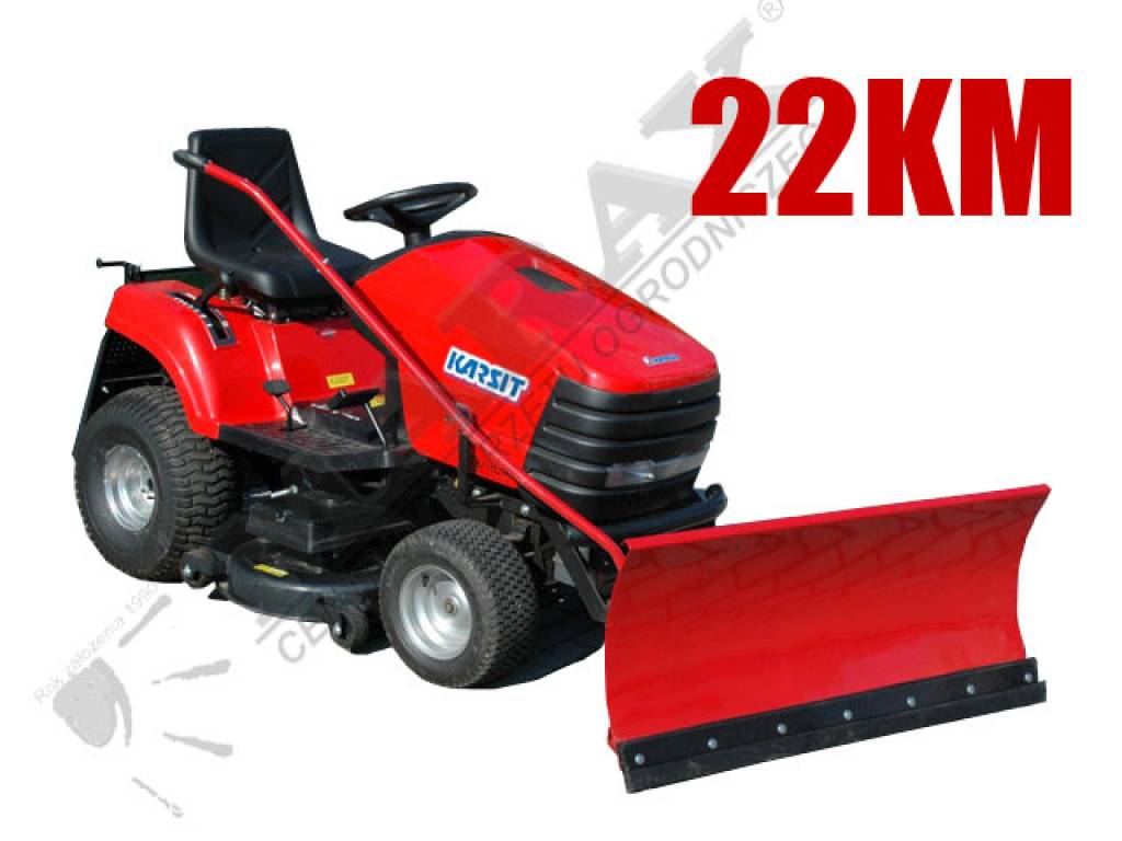 Traktorek KARSIT Turbocut 22/102HX moc 22.0KM, szer. robocza: 102.0cm, przekładnia hydrostatyczna + pług 120cm (spychacz)