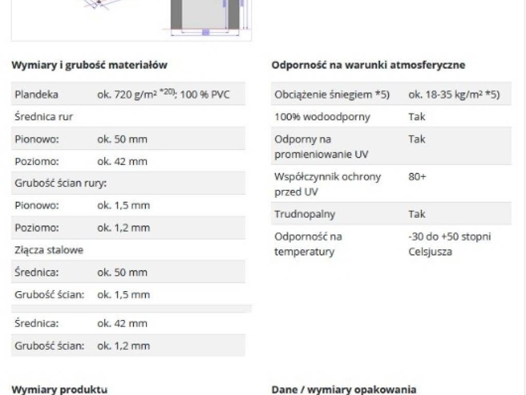 4x8m Hala namiotowa - 3 m wysokość ś. bocznych z 3x3m bramą, PVC 6