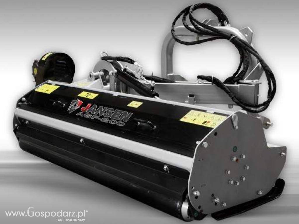 JANSEN AGF-200: SPECJALISTYCZNA KOSIARKA  BIJAKOWA TYLNO-BOCZNA Z UNOSZONĄ POKRYWĄ: szerokość robocza: 200 cm, uzbrojenie bijak łopatka 1200g 4