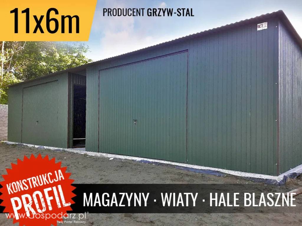 Lekka Hala Stalowa 11x6m - konstrukcja z profila - GRZYWSTAL