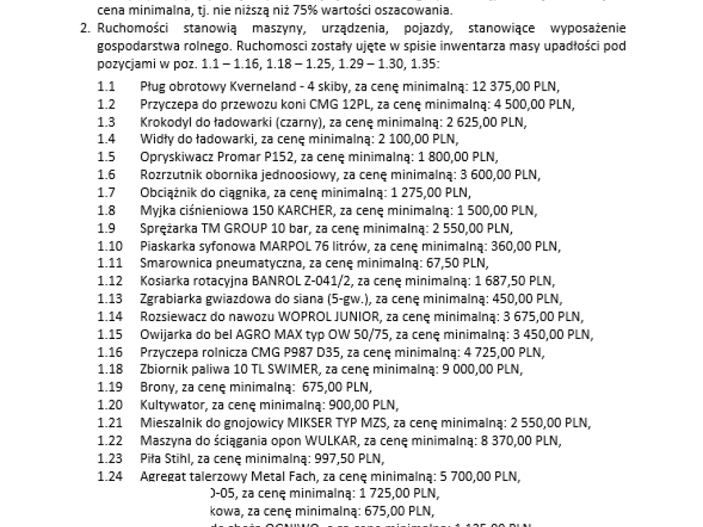 Syndyk sprzeda wyposażenie rolnicze - pług obrotowy, przyczepa, obciążnik 8
