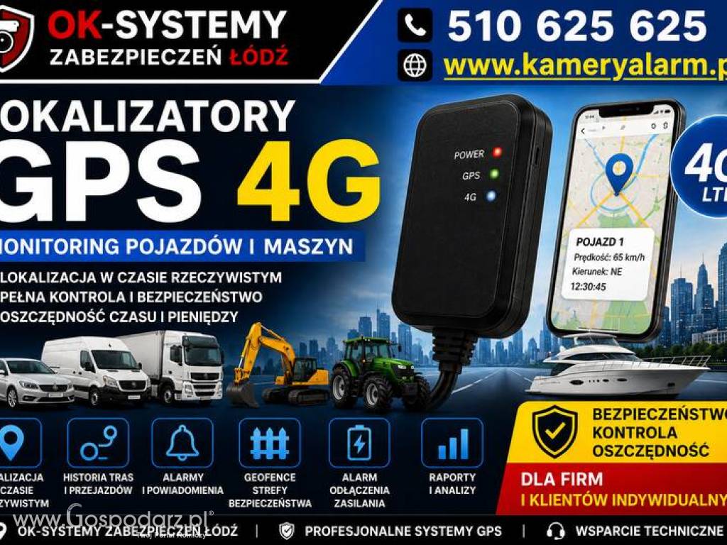 Lokalizatory GPS 4G – Monitoring Pojazdów i Maszyn | OK-Systemy Zabezpieczeń Łódź