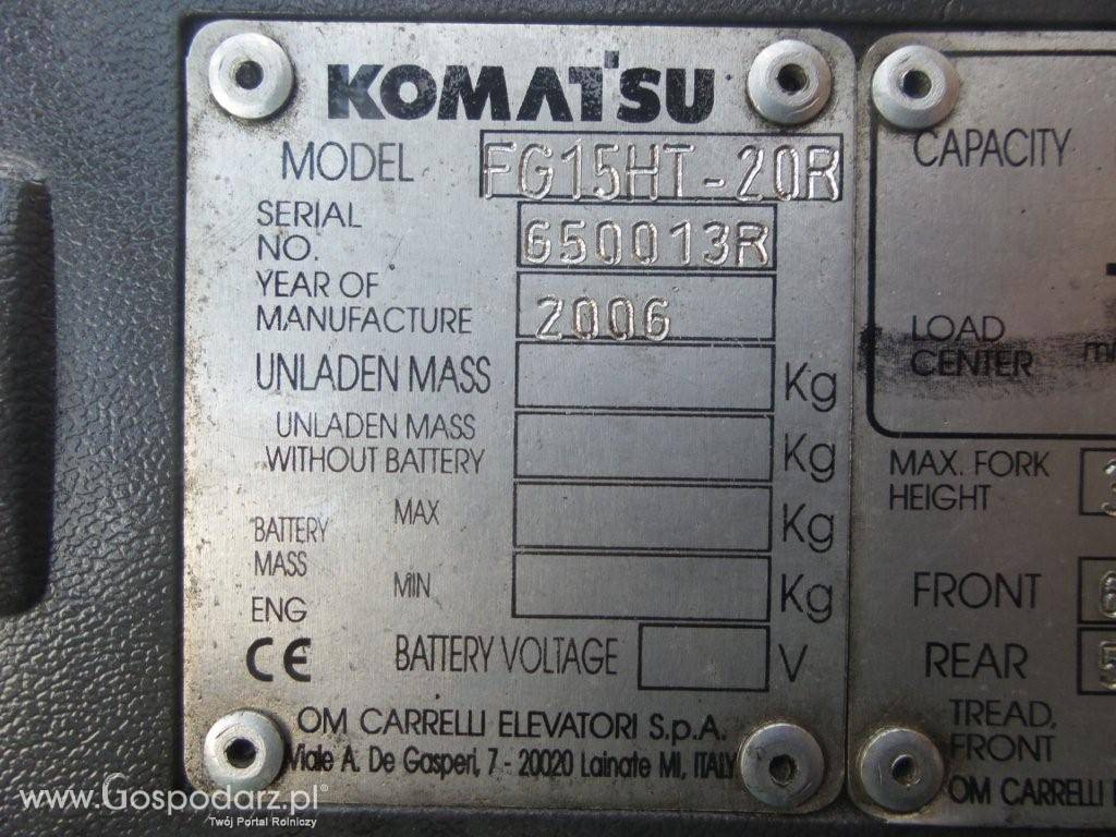 WÓZEK WIDŁOWY Gazowy KOMATSU FG15HT-20R 2006r. LPG Toyota 15 7
