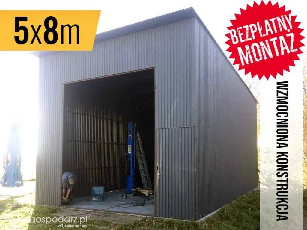 Garaż blaszany Jednospadowy 8x5m |Zadaszenie Boczne-GRZYWSTAL