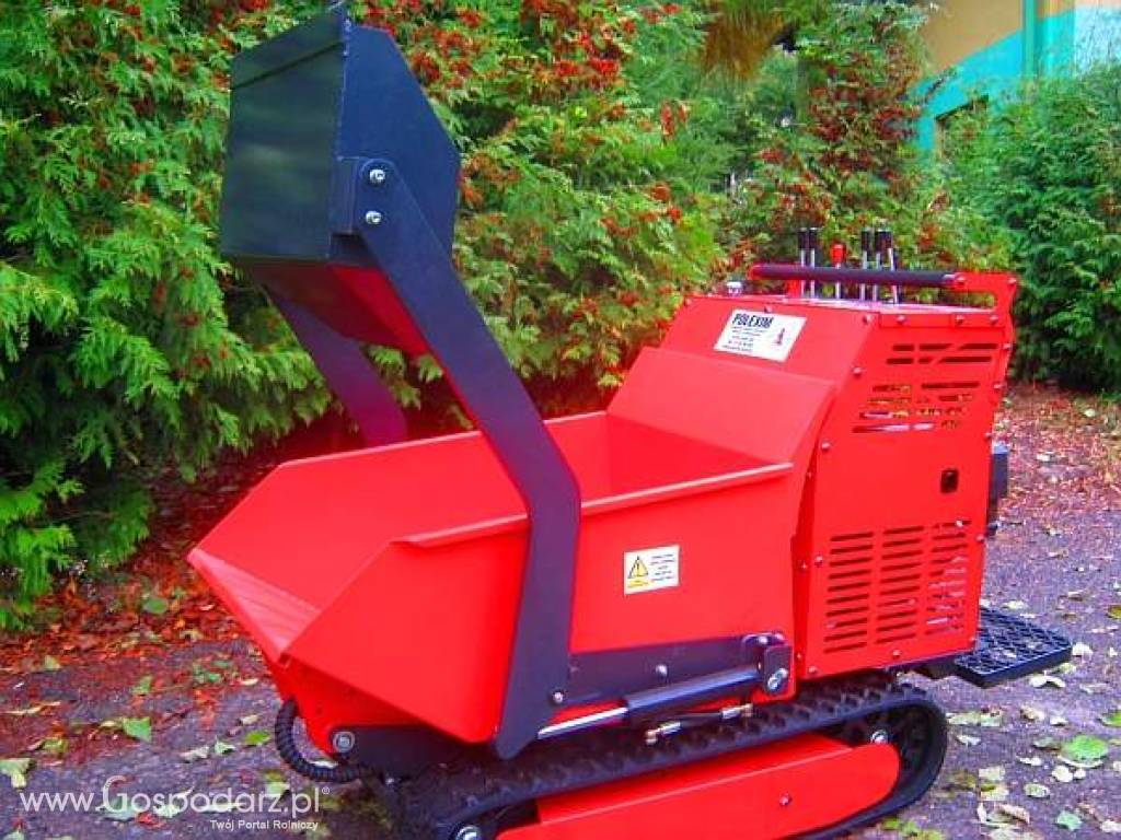 Hydraulicznie napędzane wozidło budowlane komunalne WGS-500 na gąsienicach silnik 9KM udźwig do 500 kg., w zestawie łyżka załadunkowa