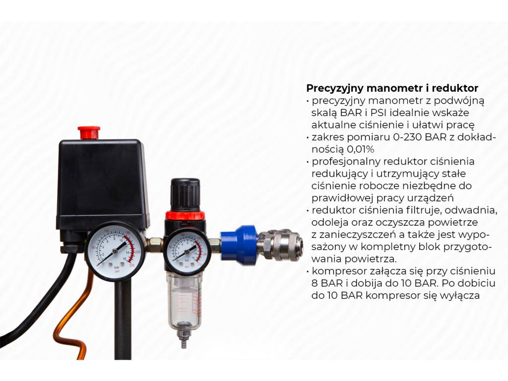 SPRĘŻARKA KOMPRESOR DWUTŁOKOWY OLEJOWY 2,2KW 50L 10BAR TORPEDA 9