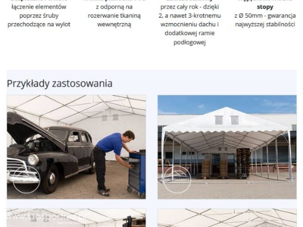 6x12m Namiot magazynowy - 2,6 m wysokość ścian bocznych, PVC biały 7