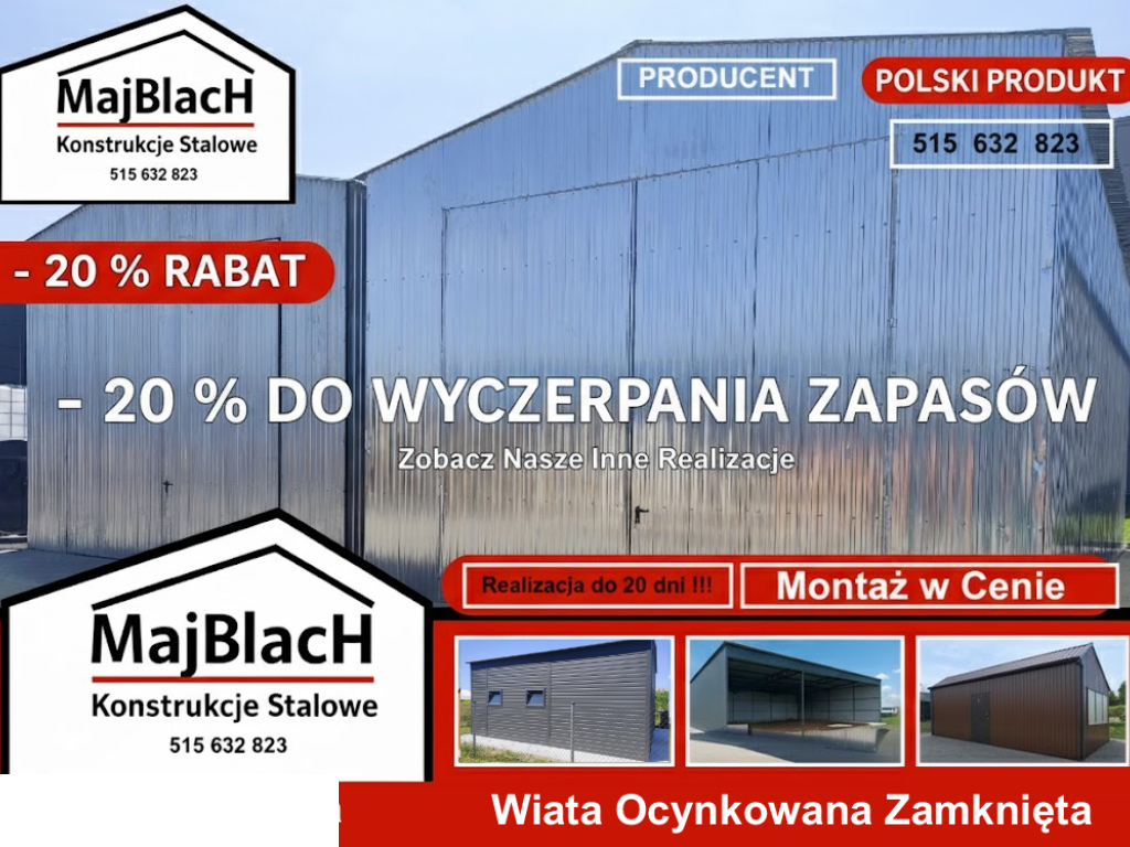 Garaż Blaszany Ocynkowany - Wiata - Hala - Magazyn -Garaże – Maj-Blach