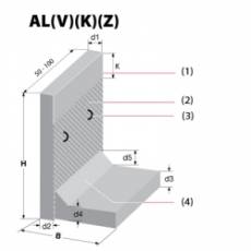 Betonowa ściana oporowa L - AL(V)(K)(Z) - AH(V)(K)(Z)