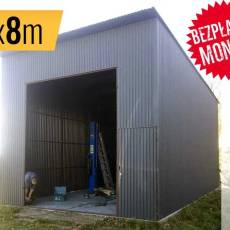 Garaż blaszany Jednospadowy 8x5m |Zadaszenie Boczne-GRZYWSTAL