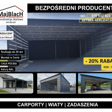 Samochodowy CARPORT/Zadaszenie na pojazd +Schowek/ Garaż  - Maj-Blach