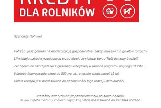 Wsparcie finansowe dla gospodarstw rolnych.