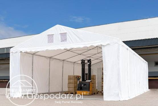 6x12m Namiot magazynowy - 2,6 m wysokość ścian bocznych, PVC biały