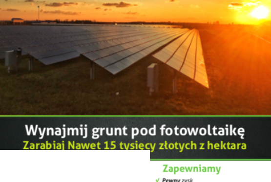 Wydzierżawimy grunty pod farmy Fotowoltaiczne od 1,5 ha