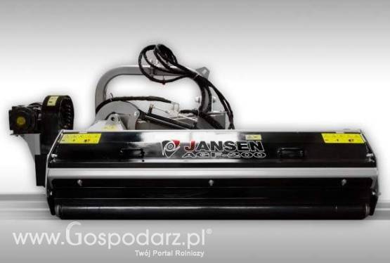 JANSEN AGF-200: SPECJALISTYCZNA KOSIARKA  BIJAKOWA TYLNO-BOCZNA Z UNOSZONĄ POKRYWĄ: szerokość robocza: 200 cm, uzbrojenie bijak łopatka 1200g