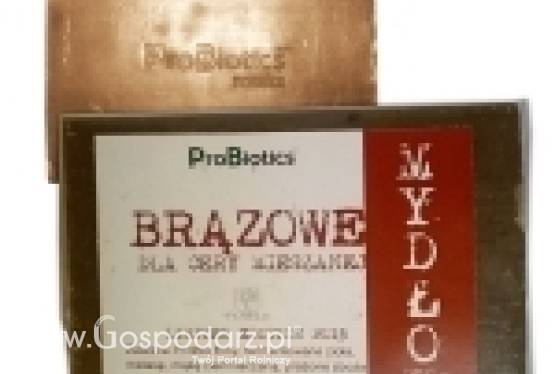 Mydło mikroorganiczne brązowe w kostce.