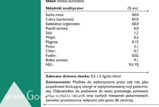 Melasa Buraczana sprzedam, miksy melasowe