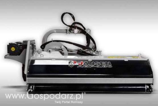 JANSEN AGF-180: SPECJALISTYCZNA KOSIARKA  BIJAKOWA TYLNO-BOCZNA Z UNOSZONĄ POKRYWĄ: szerokość robocza: 180 cm, uzbrojenie bijak łopatka 1200g