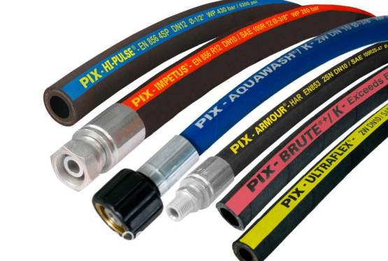 Węże hydrauliczne gumowe z oplotem tekstylnym, stalowym