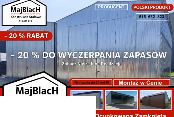 Garaż Blaszany Ocynkowany - Wiata - Hala - Magazyn -Garaże – Maj-Blach