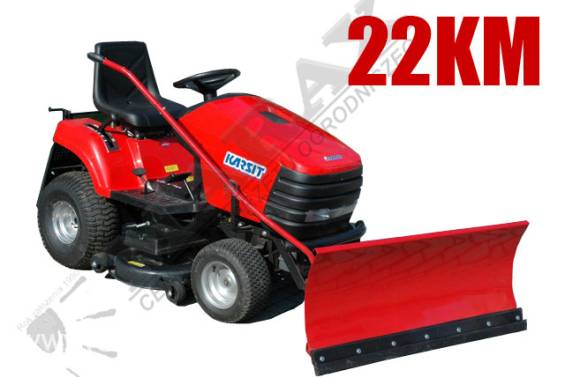 Traktorek KARSIT Turbocut 22/122HX moc 22.0KM, szer. robocza: 122.0cm, przekładnia hydrostatyczna + pług 120cm (spychacz)