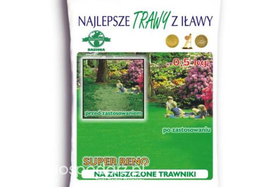 Trawa, nasiona trawy SUPER RENO masa: 5kg, mieszanka do uzupełniania uszkodzonych trawników Rolimpex