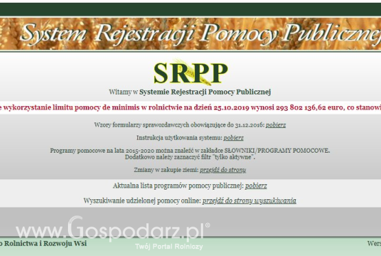 Bliski do wykorzystania limitu de minimis 2019 w rolnictwie