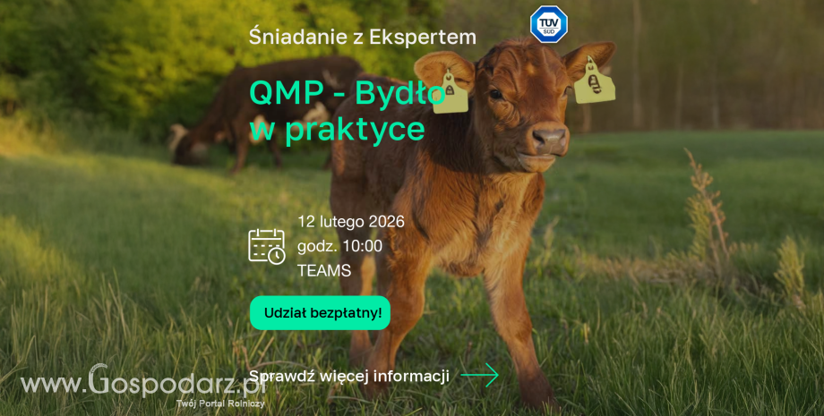 Bezpłatny webinar Certyfikat QMP jako realne narzędzie zarządzania produkcją i finansami gospodarstwa